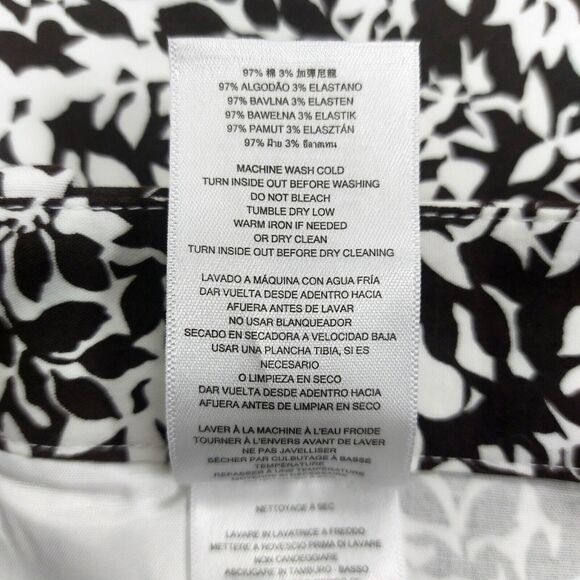 Michael Kors Pants Women’s Sz 2 Chocolate White Floral Stretch Comfort $110 - Picture 9 of 14